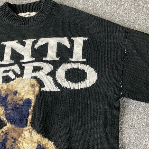 MODITEC-Anti-Hero Bear Distressed Sweater Black Women’s Size 2. - Picture 3 of 13
